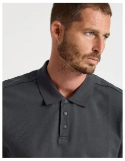 Basque Jersey Short Sleeve Polo in Charcoal