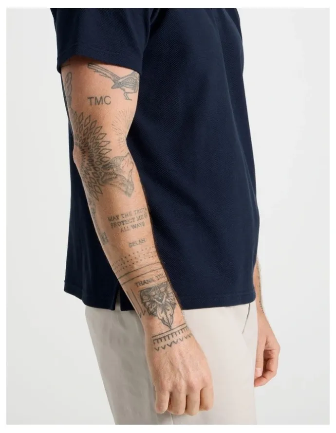 Basque Jersey Short Sleeve Polo in Navy
