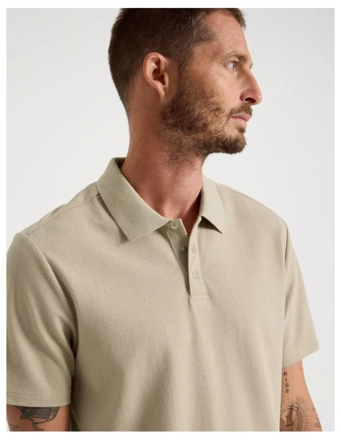 Basque Jersey Short Sleeve Polo in Beige