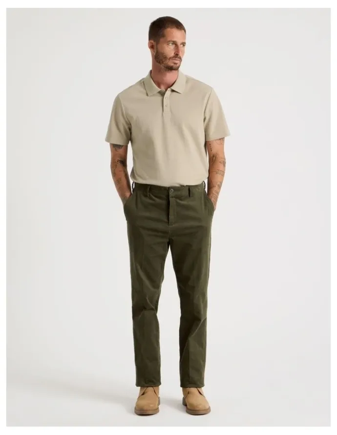Basque Jersey Short Sleeve Polo in Beige