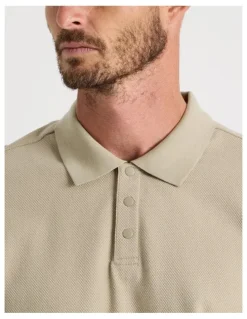 Basque Jersey Short Sleeve Polo in Beige