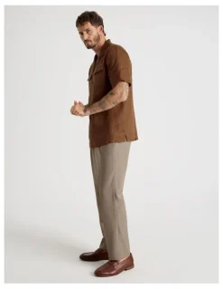 Basque Linen Safari Shirt in Brown
