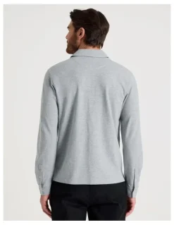 Basque Long Sleeve Polo in Grey