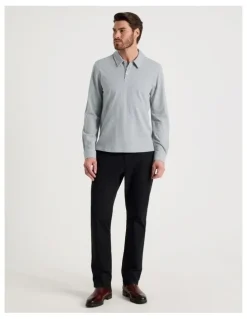 Basque Long Sleeve Polo in Grey