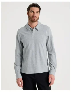 Basque Long Sleeve Polo in Grey
