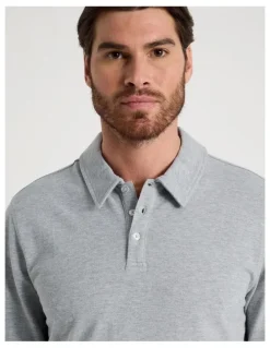 Basque Long Sleeve Polo in Grey