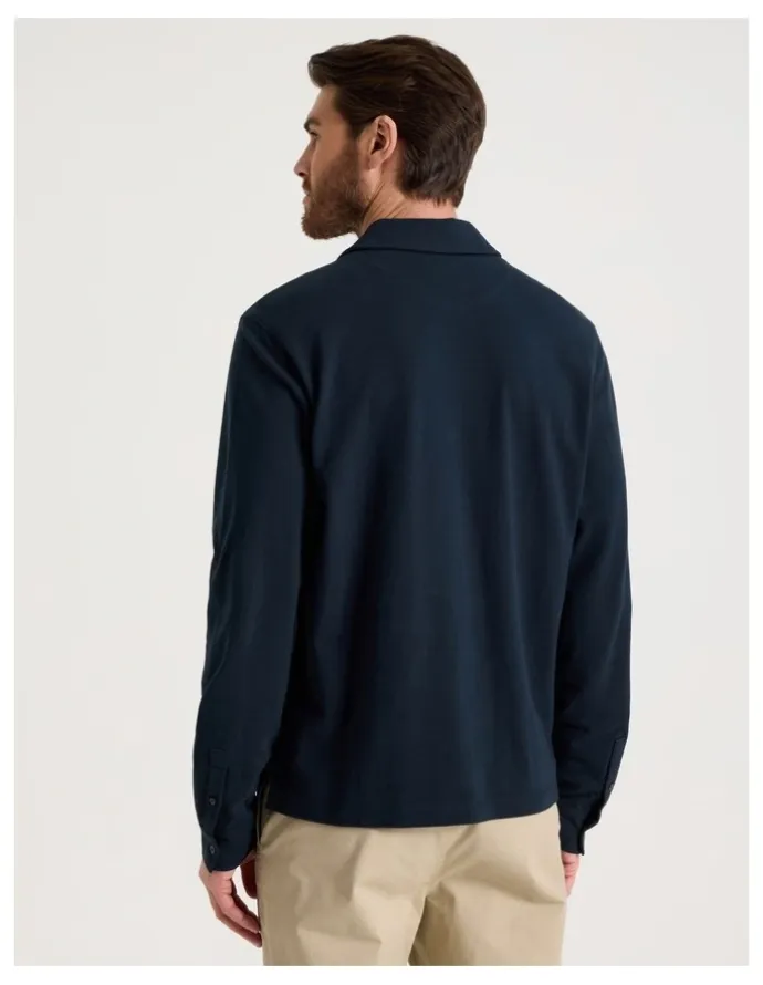 Basque Long Sleeve Polo in Navy