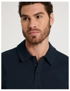 Basque Long Sleeve Polo in Navy