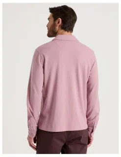 Basque Long Sleeve Polo in Pink