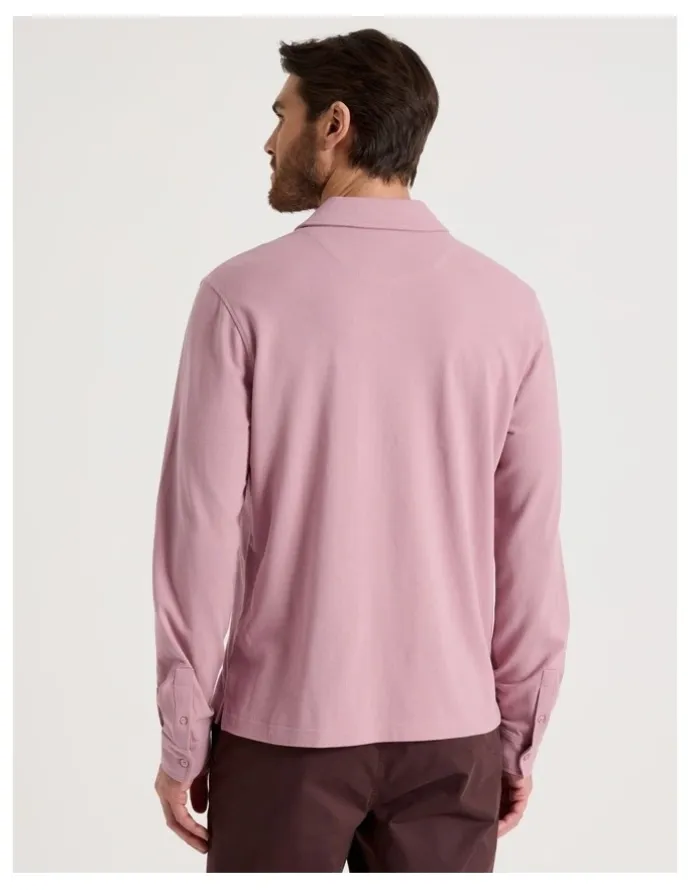 Basque Long Sleeve Polo in Pink