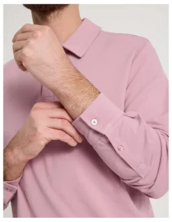 Basque Long Sleeve Polo in Pink