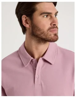 Basque Long Sleeve Polo in Pink