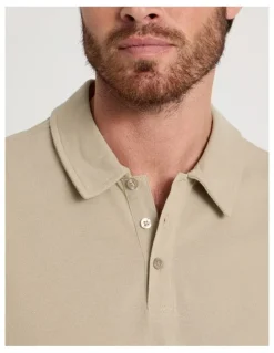 Basque Long Sleeve Polo in Sand