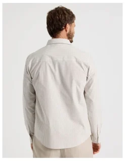 Basque Long Sleeve Shirt in Stone Stripe