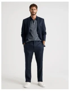Basque Mercerised Cotton Birds Eye Polo in Navy
