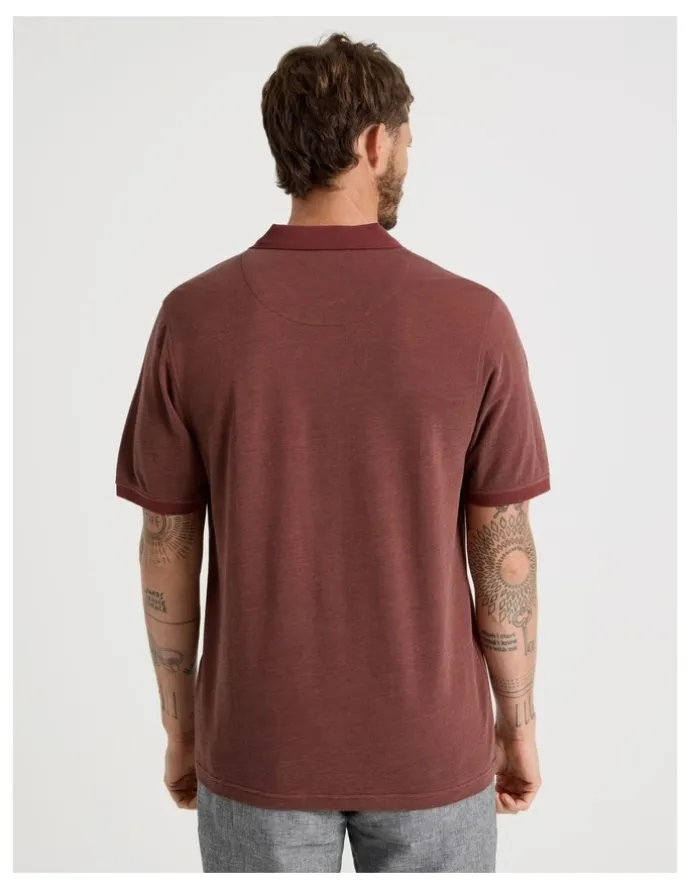 Basque Mercerised Cotton Birds Eye Polo in Sand