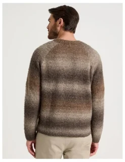 Basque Ombre Knit Crew Neck Sweater in Brown