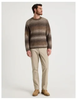 Basque Ombre Knit Crew Neck Sweater in Brown