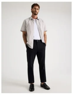 Basque Oxford Cotton Short Sleeve Shirt in Sand