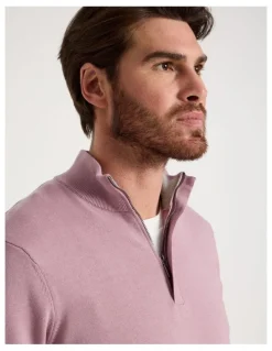 Basque Quarter Zip Knit in Pink