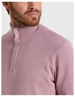 Basque Quarter Zip Knit in Pink
