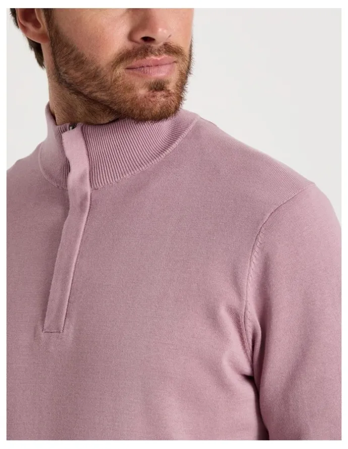 Basque Quarter Zip Knit in Pink