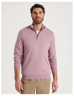 Basque Quarter Zip Knit in Pink