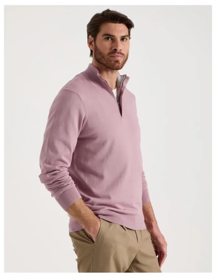 Basque Quarter Zip Knit in Pink