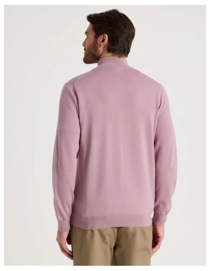 Basque Quarter Zip Knit in Pink