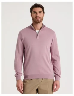 Basque Quarter Zip Knit in Pink