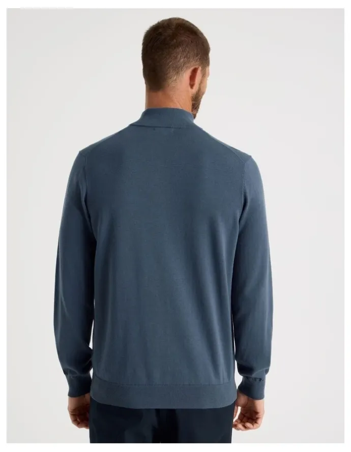 Basque Quarter Zip Knit Sweater in Midnight