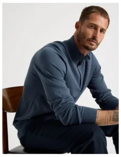Basque Quarter Zip Knit Sweater in Midnight