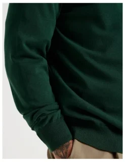 Basque Quarter Zip Knit Sweater in Emerald