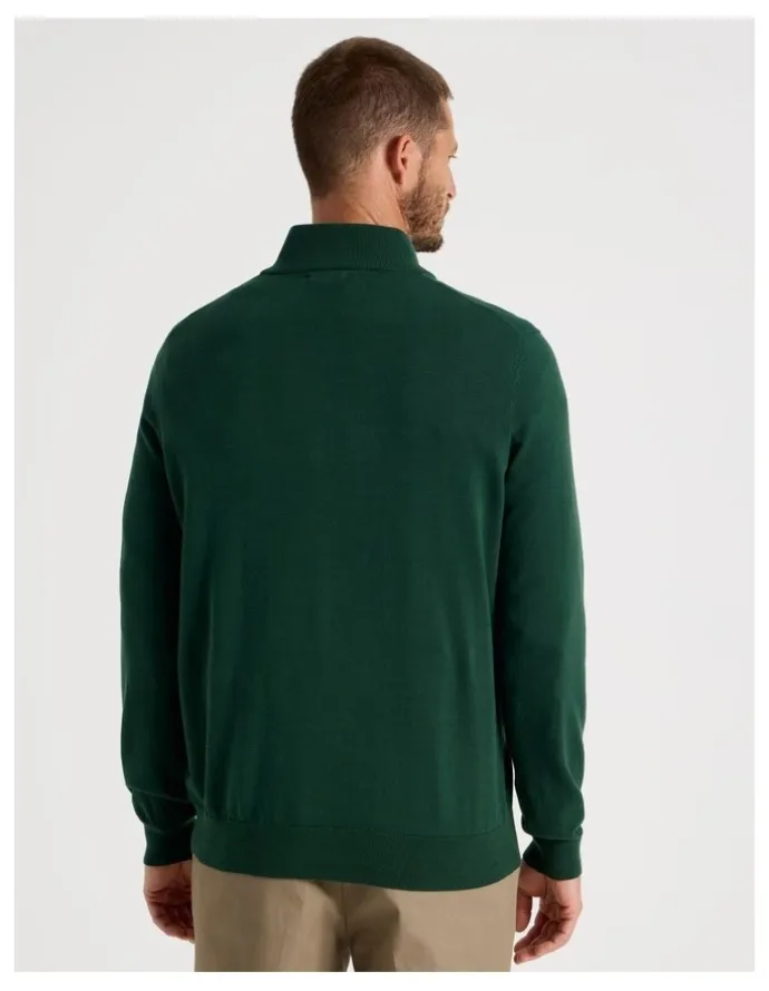 Basque Quarter Zip Knit Sweater in Emerald