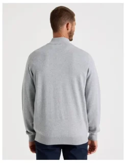 Basque Quarter Zip Knit Sweater in Grey