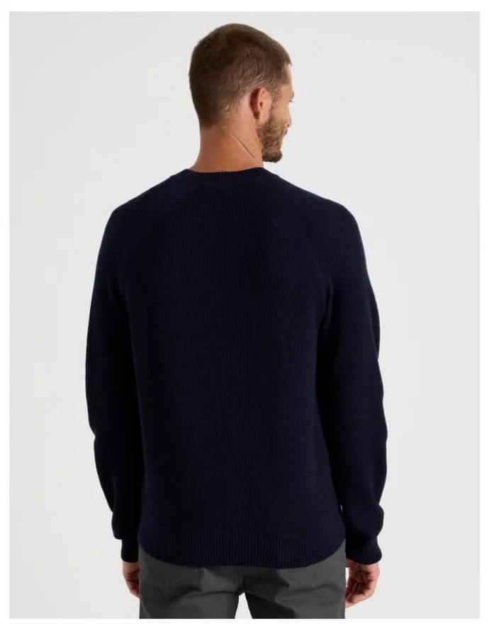 Basque Raglan Sleeve Knit Sweater in Navy