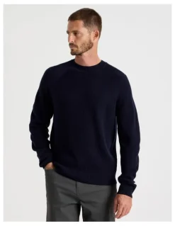 Basque Raglan Sleeve Knit Sweater in Navy