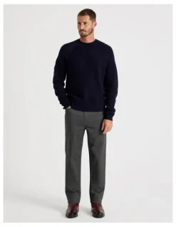 Basque Raglan Sleeve Knit Sweater in Navy