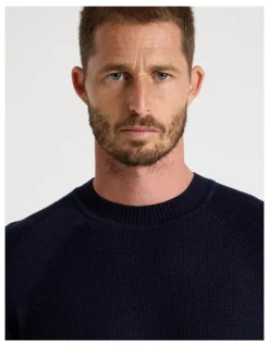 Basque Raglan Sleeve Knit Sweater in Navy