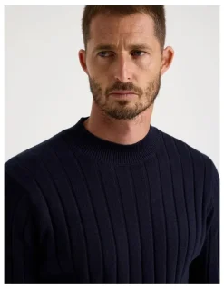 Basque Ribbed Sweater in Navy