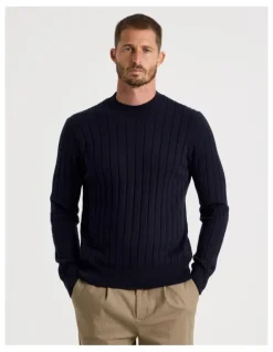 Basque Ribbed Sweater in Navy