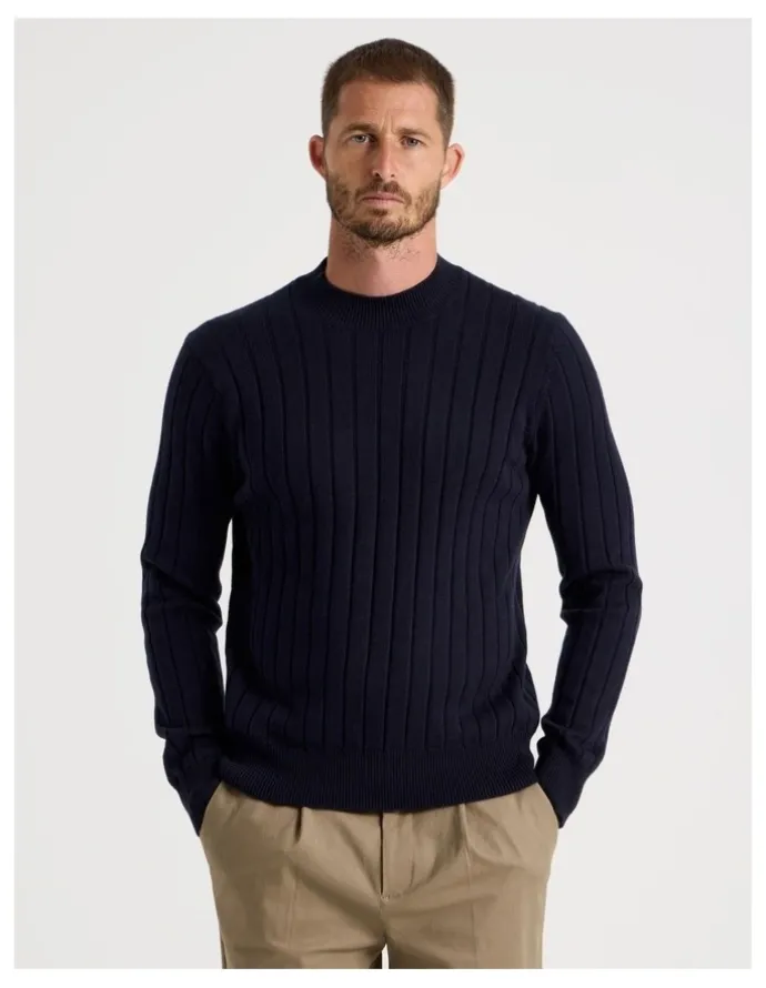 Basque Ribbed Sweater in Navy