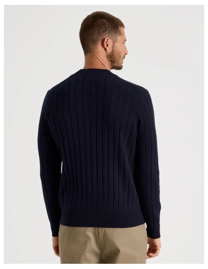 Basque Ribbed Sweater in Navy