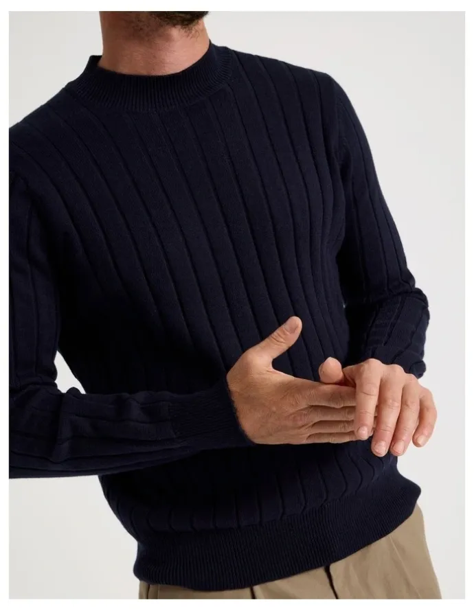 Basque Ribbed Sweater in Navy