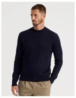 Basque Ribbed Sweater in Navy