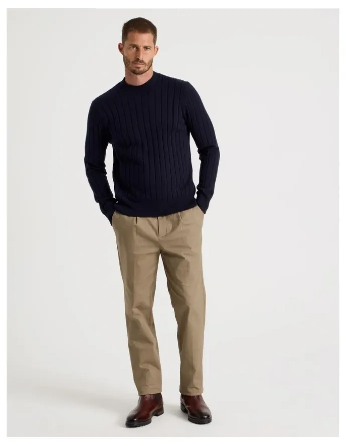Basque Ribbed Sweater in Navy