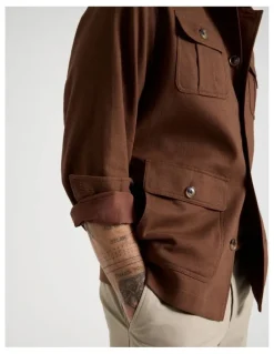 Basque Safari Style Jacket in Brown