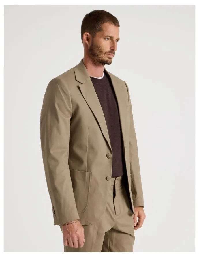 Basque Single Breasted Textured Blazer in Taupe