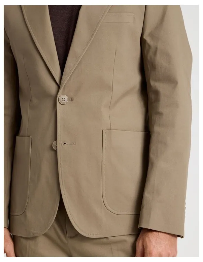 Basque Single Breasted Textured Blazer in Taupe