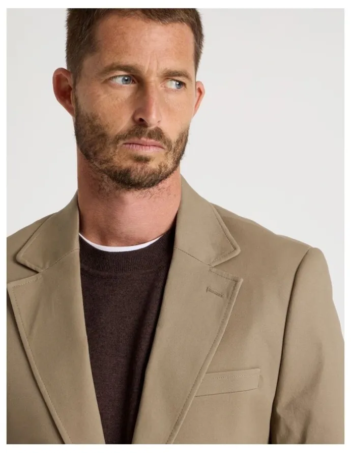 Basque Single Breasted Textured Blazer in Taupe